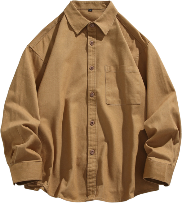 [그립] 빅사이즈 캐주얼 코튼 루즈핏 포켓 긴팔 무지 셔츠