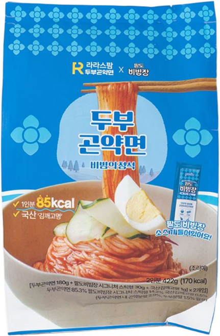 라라스팜 두부곤약면 비빔의정석 (두부곤약면+팔도비빔장+국산김깨고명)211gx2인분 곤약비빔면, 1개