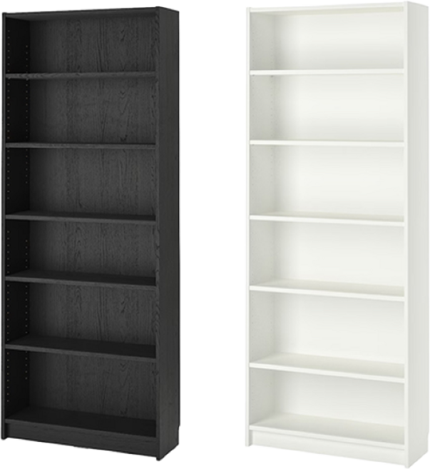 [당일출고/무료배송] 이케아 BILLY 책장 (80x28x202) 수납가구 진열장, 블랙-참나무무늬, 6단