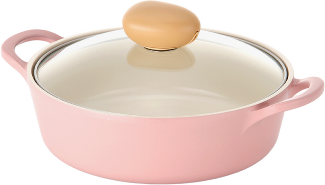 네오플램 레트로 세라믹 전골냄비 22cm 핑크, 전골냄비 핑크, 1개