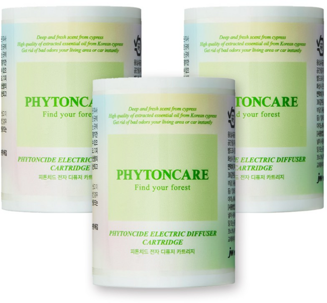 JW생활건강 피톤케어 차량용 방향제 리필 카트리지 3개, 피톤치드향