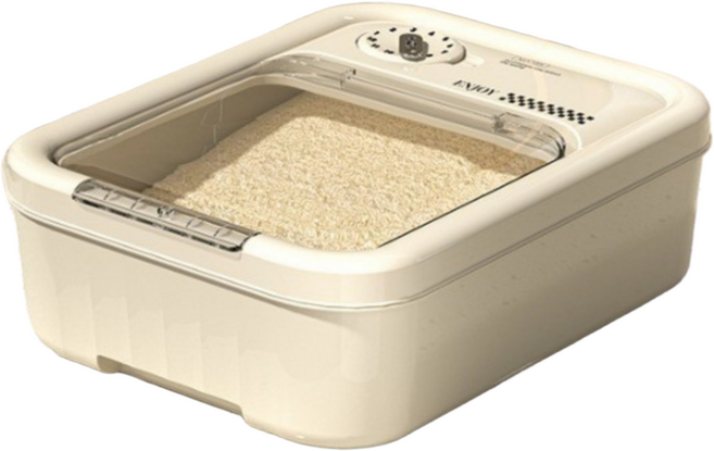 제이엔엠 쌀통 곡물 잡곡 보관함 작은통 (계량컵 포함), 1개, 크림베이지