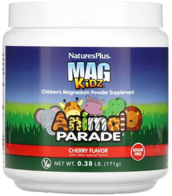 네이쳐스플러스 Mag Kidz Animal Parade 어린이용 마그네슘 파우더 보충제 체리 171g(0.38lb), 1개, 171g - 쿠팡