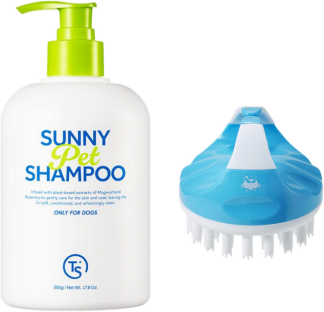 TS써니 애견샴푸 브러시 세트 강아지샴푸 린스겸용 저자극, 1개, 500g