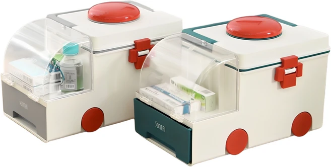 구디푸디 2단 구급차 구급상자 구급함 약보관함, 1개, 그린 - 쿠팡