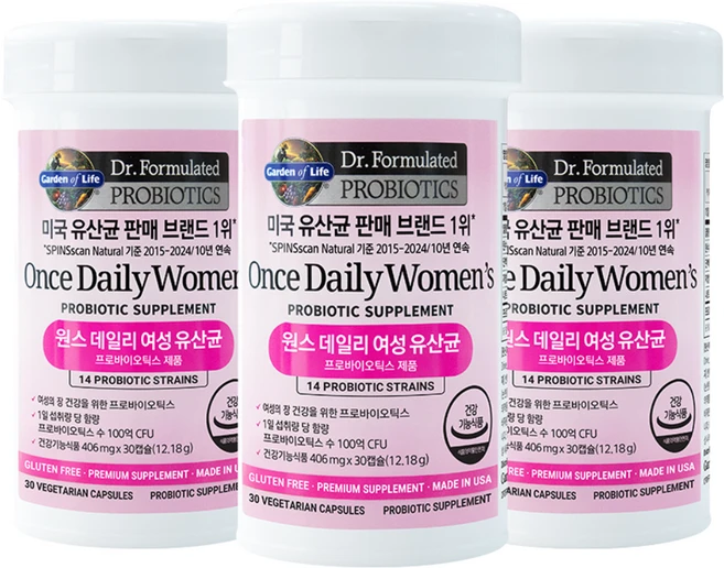 가든오브라이프 원스 데일리 여성 유산균 30캡슐 X 1개, 30정, 3개 - 쿠팡