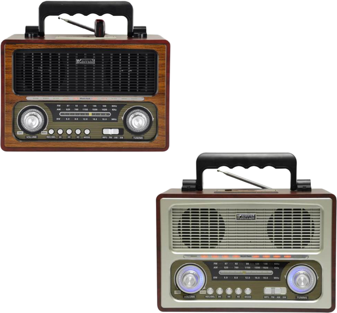 KEMAI 단파라디오 DM-1800BT 블루투스 USB SD 브라운 FM AM SW 3밴드 레트로 캠핑