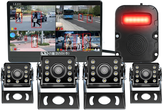 AI인공지능 지게차 산업장비 4채널 블랙박스 후방카메라 방수 사각지대 사람자동인식 모니터 경고등, 확장형(10인치)