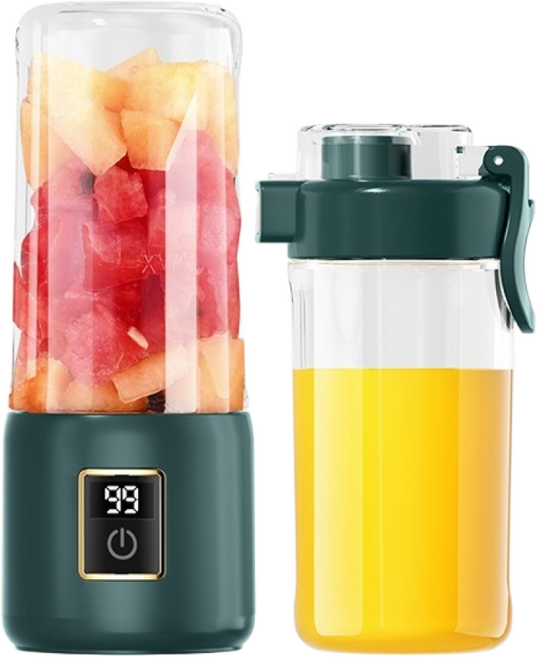 ANYOU 무선 충전식 미니믹서기 캠핑 등산 냉커피 블렌딩 녹즙 추출기 핸디형 쉐이크 믹서, 올리브색