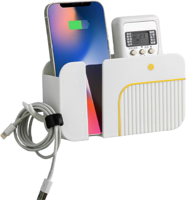 레디박스 무타공 벽걸이 스마트폰 TV 리모컨 거치 수납 선반, 화이트, 1개