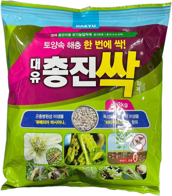 대유 총진싹 입제 1.5kg 친환경 유기농업자재 토양 병해충 관리제, 3kg, 6개