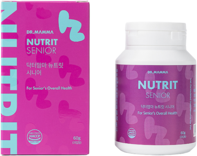 [공식몰]닥터맘마 뉴트릿 영양제 강아지 고양이 1개월분 60g, 시니어, 1개