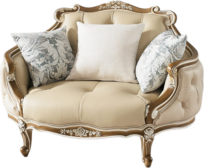 바로크가구 마르셀린 1인 천연 가죽 클래식 엔틱소파, 플럼핑크