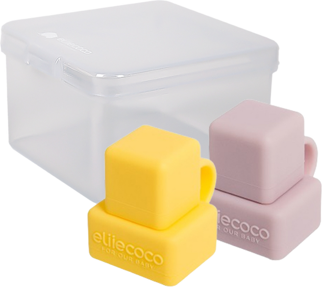 실리콘 큐브 토퍼 2P 세트, Purple+Yellow, 1세트
