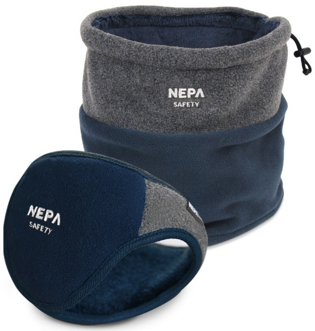 네파 Safety 듀오 방한 넥워머 1개 + 네파 Safety 듀오 방한 귀마개 1개 / 방한용품 세트, 네이비+ 네이비