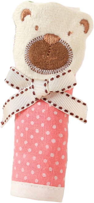 정전기 방지 리본 곰돌이 일자형 방문 손잡이 커버 문고리, 핑크, 4개