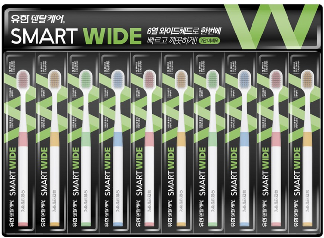 유한덴탈케어 스마트와이드 칫솔 2단미세모, 10개입, 23개