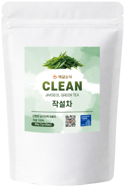 해담은티 국내산 작설차 녹차 생분해티백, 1g, 30g, 1개, 30개입