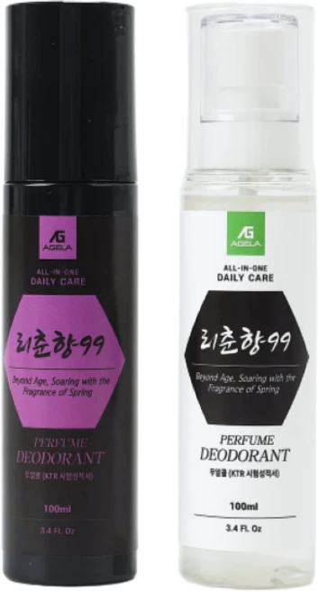 리춘향99 노인냄새 체취제거 향수 스프레이 2종, 2개, 100ml, 싱그런 플로럴향과 우디 플로럴향 - 쿠팡