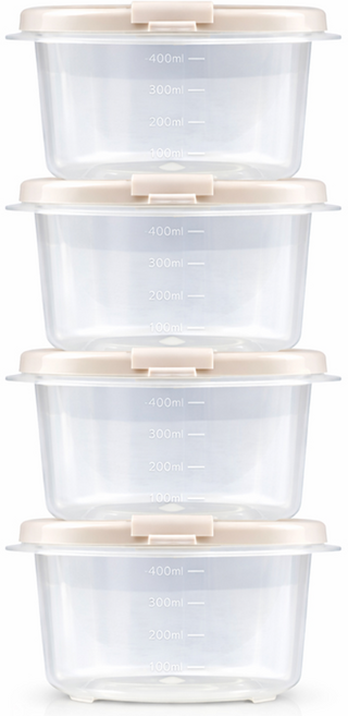 DAMDA 담다톡 전자레인지 보관용기 냉동밥, 4개, 정사각2호(500ml)