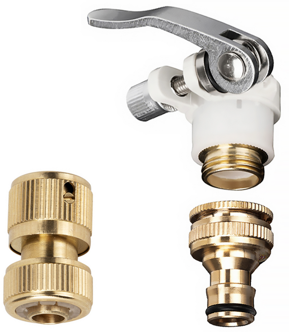 리빙로드 수도꼭지 호스 연결 커넥터 (황동 올인원 세트), 골드, 1개