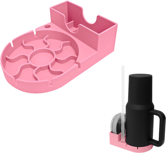 WAP 스탠리 호환 텀블러 건조대 건조매트 실리콘 수납 물빠짐 보틀랙 다용도 물병 거치대, 1개, 핑크