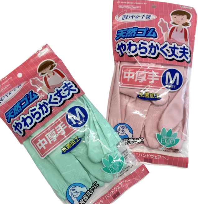 던롭 친환경 항균 고무장갑 일본던롭 면코팅 천연고무 M사이즈 중 33cm 길이, 핑크색 (PINK), 1개, 중(M)