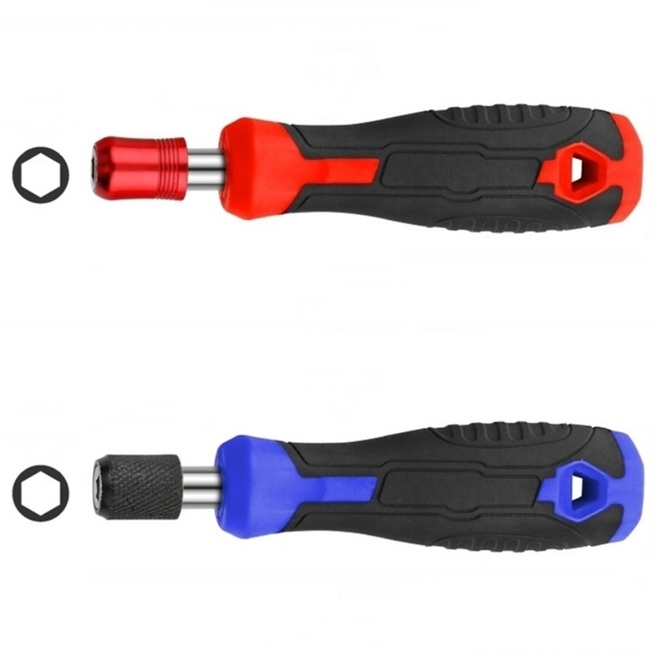 드라이버 핸들 원터치형 십자 일자 별 육각비트 홀더 라쳇 헤드, 빨강