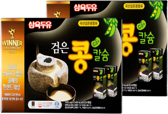 삼육검은콩칼슘두유(T) 190ml*24입 2개, 190ml, 24개
