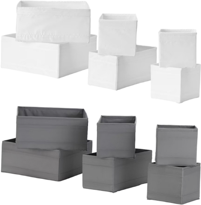 [당일출고/조건부무료배송] 이케아 SKUBB 보관함 6개세트/수납함/정리함, 다크그레이, 6개