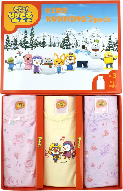 DS-34 뽀로로 여아용 아동 순면 런닝 3매입