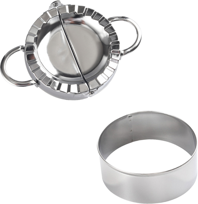 (스텐 만두틀 A타입 대형 1개 + 만두피 카터기 A타입 대형 1개), 실버, 1세트