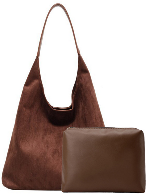 여성 레트로 스웨이드 가방 숄더백 프리미엄 소프트 스웨이드 숄더백 (이너 파우치 증정)