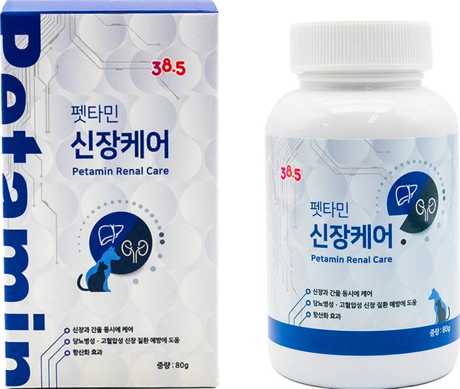 38.5 고양이 강아지 신장 요로 방광 영양제 펫타민 신장케어, 1개 - 쿠팡