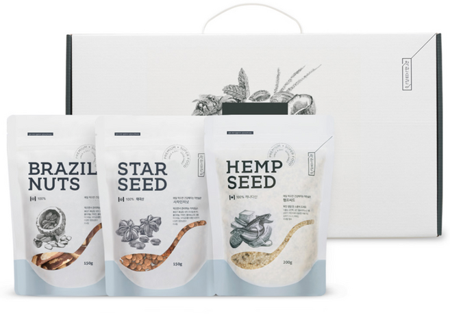 착한습관 견과 3종 알찬선물 브라질너트 + 사차인치 + 햄프씨드, 1세트