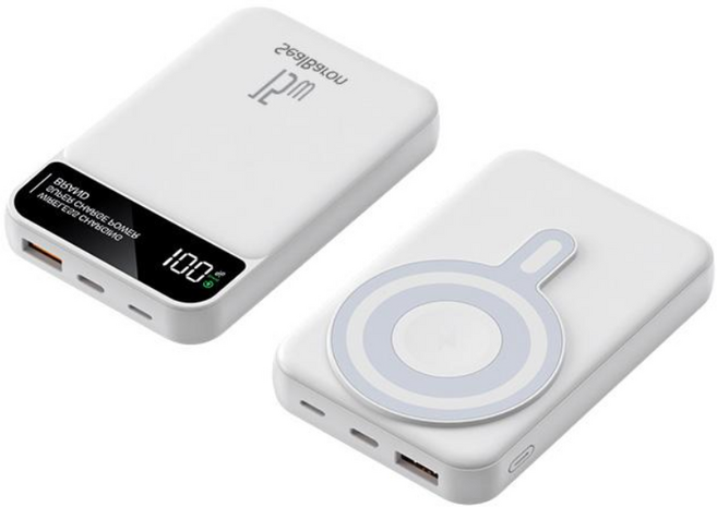 무선 3in1 맥세이프보조배터리 대용량 잔량표시 고속충전 10000mAh PD 22.5W 보조밧데리, 화이트