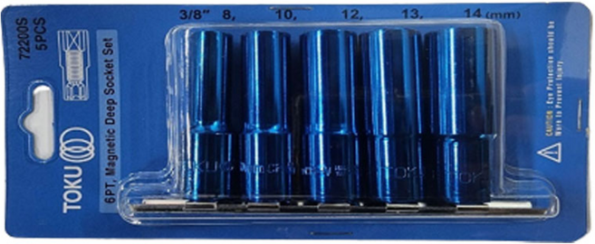 한경공구 도쿠 3/8인치 마그네틱 자석 핸드 복스알 소켓 세트 5PCS 롱, 1세트