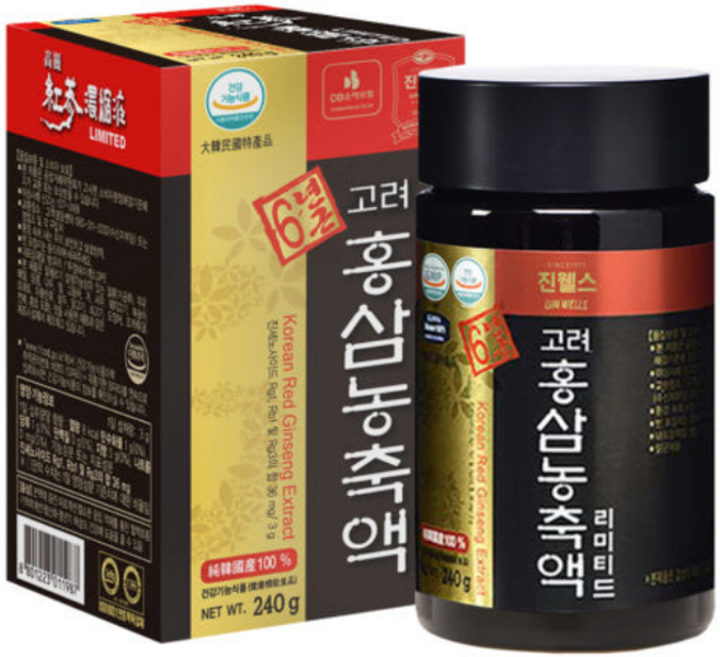일화 6년근 고려홍삼농축액 리미티드 240g 식약처인정 홍삼진액 100% 하루 진세노사이드 36mg 섭취 [원산지:국산], 1개