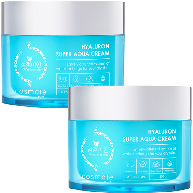 청정미인 히아루론 수퍼 아쿠아 수분크림, 200g, 2개
