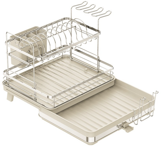 올리 슬라이드 스텐 식기건조대 2단 설거지건조대 그릇정리대 OLDR01V, 1개, 혼합