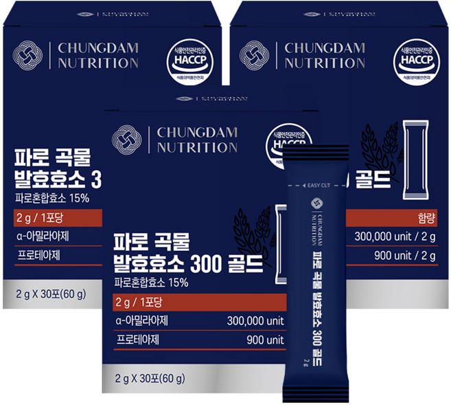 ChungdamNutrition Pharo 穀物發酵酵素 300 黃金版, 3個, 30冊