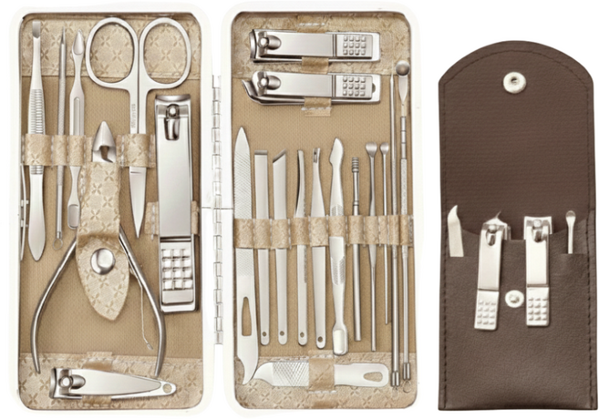 유미닉 휴대용 손톱깎이 네일케어 세트 미용 손톱관리, 1세트, 실버 21종