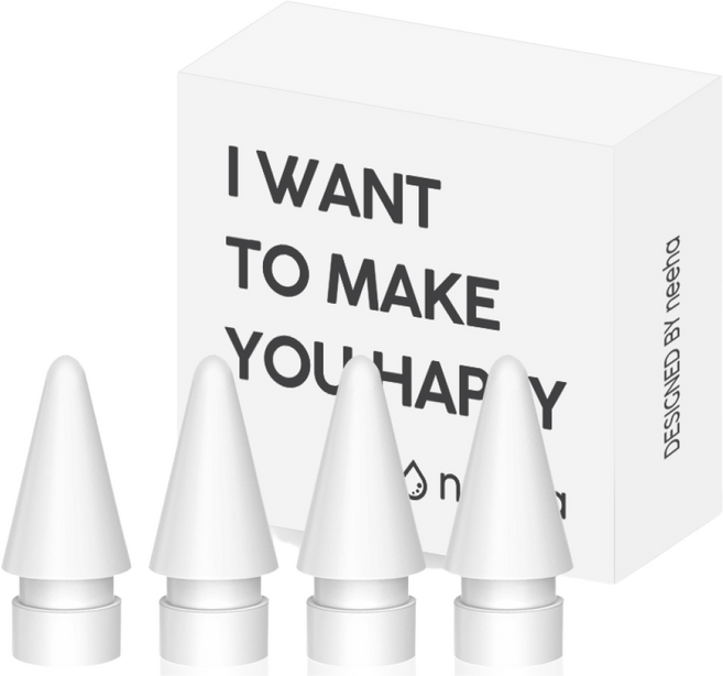 니하 애플펜슬 호환 1세대 2세대 프로 C타입 공용 펜촉, 화이트, 4개