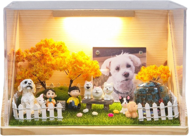 해노 추모함 원목 아크릴 사선 레드파인 LED 조명 유골함 보관함 납골당 메모리얼스톤, 3색 USB LED 조명, 1개