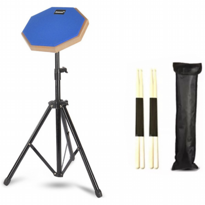 빅세일 연습용 드럼패드 세트 스틱 2조 스탠드포함 8인치 초보자 중급자, 블루, 1개