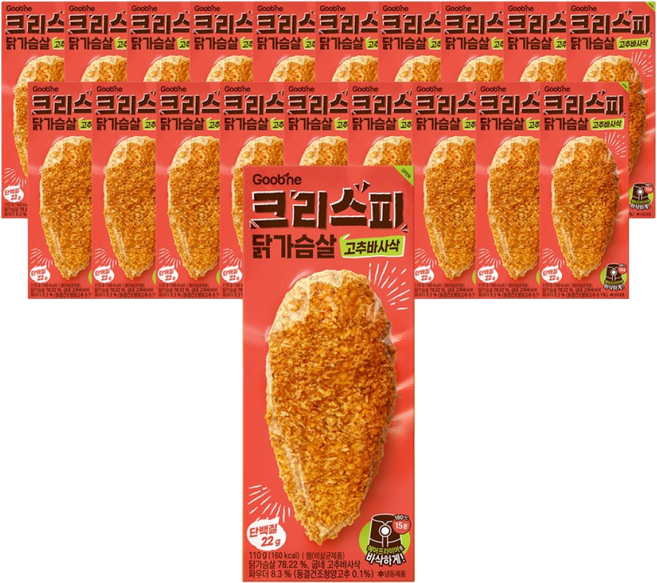 굽네 크리스피 닭가슴살 고추바사삭 110g, 20개