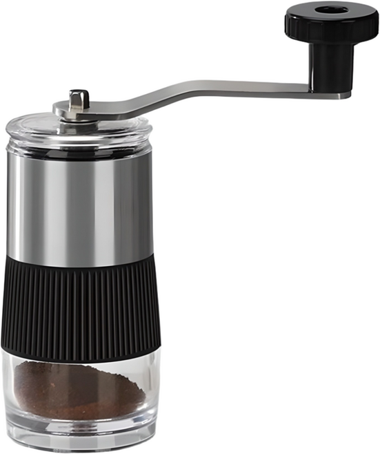 투데이리빙 미니 수동 커피 그라인더 휴대용 원두 분쇄기 세라믹버 분리형 글라인더 바리스타 용품 입자 조절 가능, R98187B, 1개, 실버, R98187B(실버