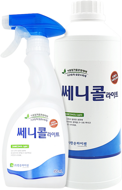 (주)한손하이젠 쎄니콜 기획상품(분무형 450ml+리필용 1L) 살균소독제 인체무해 발효알콜, 1개, 450ml