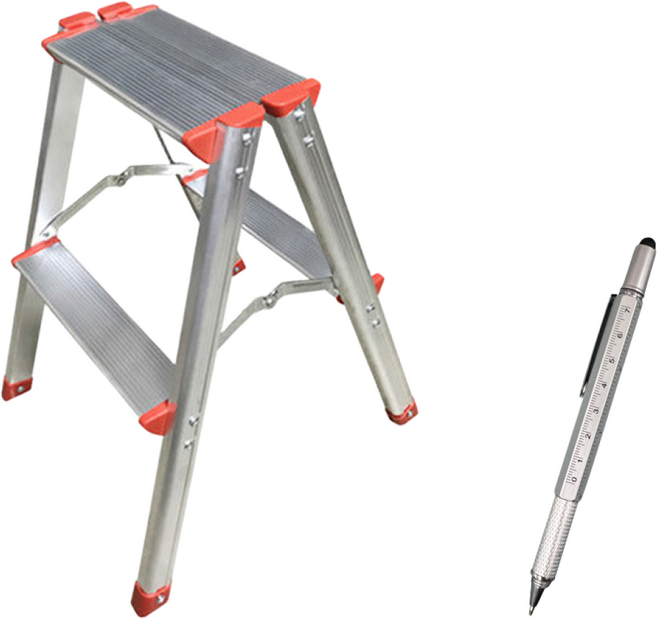 풍산 국산 가정용사다리 2단 주방 미니 휴대용 안전사다리 사은품 만능펜 증정, 1개