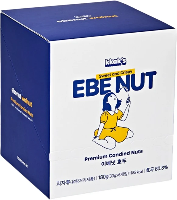 ebenut 이베넛 호두정과 영양 간식 강정 선물 소포장 30g 6팩 180g, 1개 - 쿠팡